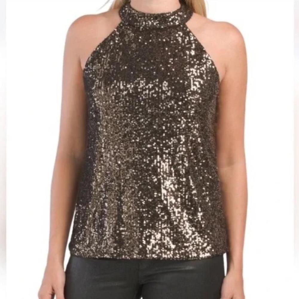 Cable & Gauge Sequin Halter‎ Top
